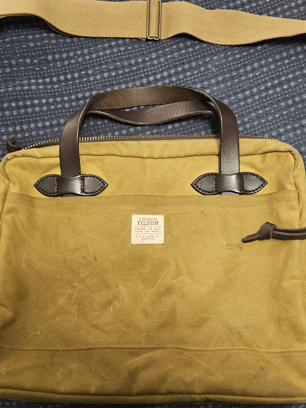 Filson Dark Tan Compact Tin Cloth Brief Case